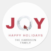 Sticker Rond Joy Red Cardinal Watercolor (Devant)