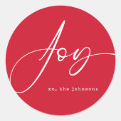 Sticker Rond Joy Red Script Noël de Noël (Devant)