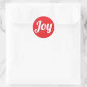 Sticker Rond Joy Rouge Brossé Script Simple Vacances modernes (Sac)