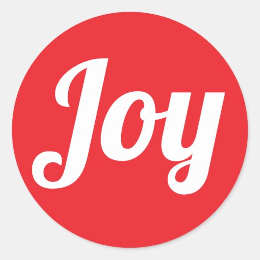 Sticker Rond Joy Rouge Brossé Script Simple Vacances modernes (Devant)