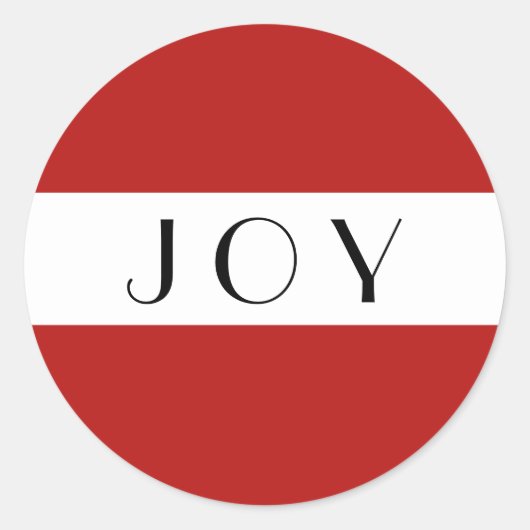 Sticker Rond Joy Rouge Et Blanc Minimal Moderne (Devant)
