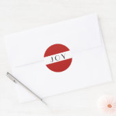 Sticker Rond Joy Rouge Et Blanc Minimal Moderne (Enveloppe)