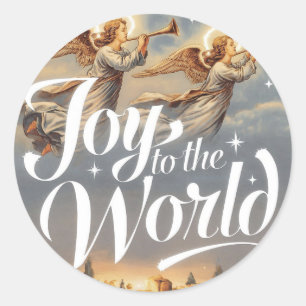 Sticker Rond Joy to the World Christmas Design