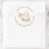 Sticker Rond Joy To The World Christmas Holidays Gold Script (Sac)