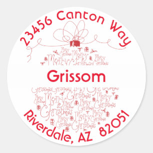 Sticker Rond Joy to the World Ornament Return Address Label-
