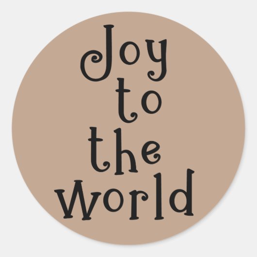 Sticker Rond Joy to the World Typography Holiday Kraft (Devant)
