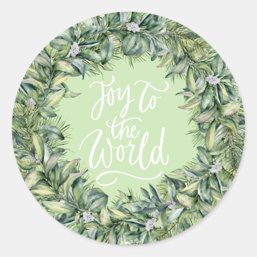 Sticker Rond Joy to the World - Wreath aux neiges (Devant)