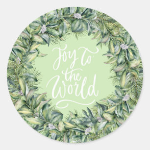 Sticker Rond Joy to the World - Wreath aux neiges