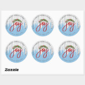 Sticker Rond Joy typographie sur bois peint rustique (Feuille)