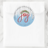 Sticker Rond Joy typographie sur bois peint rustique (Sac)