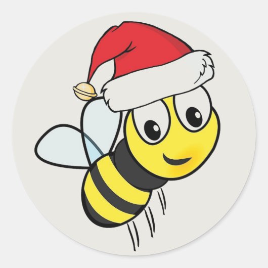 Sticker Rond Joyeuse abeille de Noël (Devant)