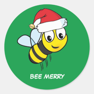 Sticker Rond Joyeuse abeille de Noël