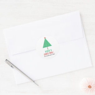 Sticker Rond Joyeuse carte de Noël moderne et colorée