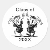 Sticker Rond Joyeuse classe de couple de diplômés de 20XX (Devant)
