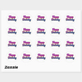 Sticker Rond Joyeuse conception de typographie d'anniversaire e (Feuille)