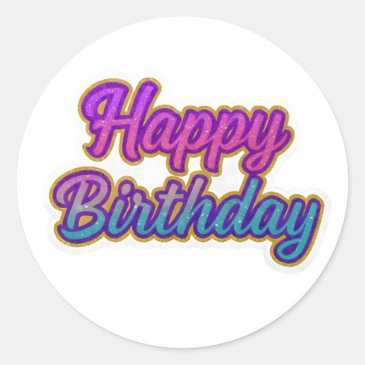 Sticker Rond Joyeuse conception de typographie d'anniversaire e (Devant)