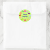 Sticker Rond Joyeuse couronne d'anniversaire de fleurs autocoll (Sac)