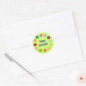 Sticker Rond Joyeuse couronne d'anniversaire de fleurs autocoll (Enveloppe)
