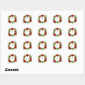 Sticker Rond Joyeuse couronne de Noël (Feuille)