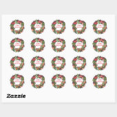Sticker Rond Joyeuse couronne de Noël (Feuille)
