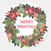 Sticker Rond Joyeuse couronne de Noël (Devant)