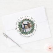 Sticker Rond  Joyeuse couronne de Noël Berries rouges Nom Photo (Enveloppe)