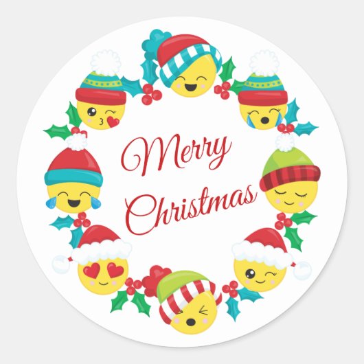 Sticker Rond Joyeuse couronne Emoji Noël (Devant)