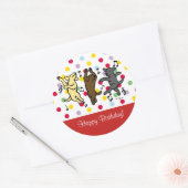 Sticker Rond Joyeuse danse Labrador Trio Joyeux anniversaire (Enveloppe)