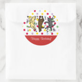Sticker Rond Joyeuse danse Labrador Trio Joyeux anniversaire (Sac)