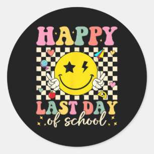 Sticker Rond Joyeuse Dernière Journée De L'École Smile Super Vi