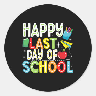 Sticker Rond Joyeuse Dernière Journée D'Enseignant Enfants Garç