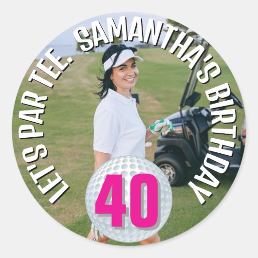 Sticker Rond Joyeuse femme photo d'anniversaire (Devant)