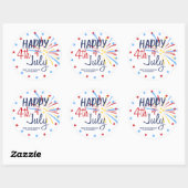 Sticker Rond Joyeuse fête de 4 juillet (Feuille)