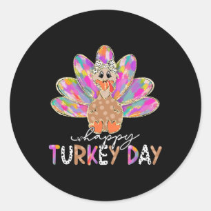Sticker Rond Joyeuse Fête de la dinde T-shirts de Thanksgiving