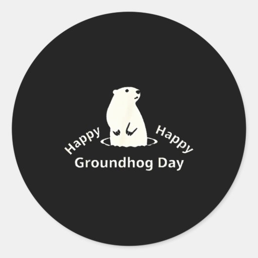 Sticker Rond Joyeuse fête de la marmotte (Devant)