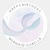 Sticker Rond Joyeuse fête de la queue de sirène d'anniversaire (Devant)