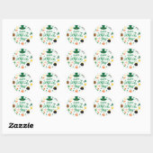 Sticker Rond Joyeuse fête de la Saint-Patrick (Feuille)