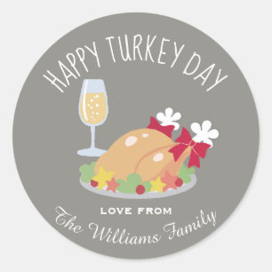 Sticker Rond Joyeuse fête de la Turquie Thanksgiving sur mesure