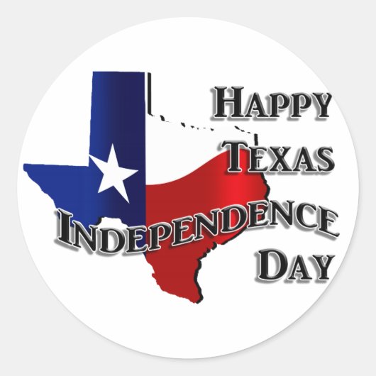 Sticker Rond Joyeuse fête de l'indépendance du Texas (Devant)