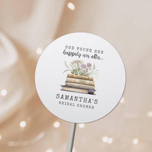 Sticker Rond Joyeuse Fête de Mariage Livre Shower