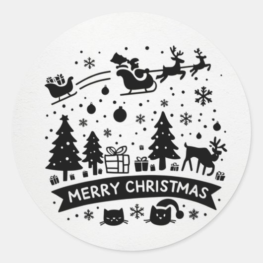 Sticker Rond joyeuse fête de Noël (Devant)
