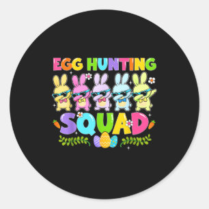 Sticker Rond Joyeuse fête de Pâques lapin chasse d'oeufs équipe