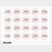 Sticker Rond Joyeuse Fête des Mères Aquarelle rose florale (Feuille)