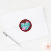 Sticker Rond Joyeuse Fête Des Mères Avec Amour Et Coeurs (Enveloppe)