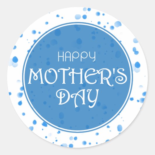 Sticker Rond Joyeuse fête des mères Bleu Abstrait (Devant)