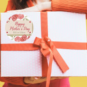 Sticker Rond Joyeuse Fête des Mères Floral Classique Charme Rou