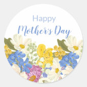 Sticker Rond Joyeuse Fête des mères florales (Devant)
