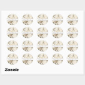 Sticker Rond Joyeuse fête des Mères Ivory crème Floral script (Feuille)