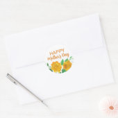 Sticker Rond Joyeuse Fête des Mères Orange Rose Floral (Enveloppe)