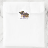 Sticker Rond Joyeuse fête des mères Panier à fleurs violettes C (Sac)